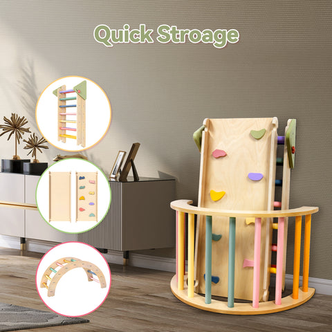 Pikler Triangle Gym Juguetes de escalada para bebés de 3 piezas, juguetes de escalada plegables para niños pequeños de 1 a 3 años en el interior, juego de juguetes de escalada para niños pequeños Montessori para interiores
