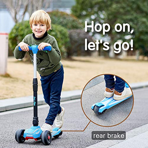 LOL-FUN Toddler Scooter for Kids Ages 3-12 Years Old Boy Girl with 3 Wheel LED Lights. Extra-Wide Childrens Foldable Kick Scooter Kids Ages 3-5 with 4 Adjustable Height and Lean-to-Steer