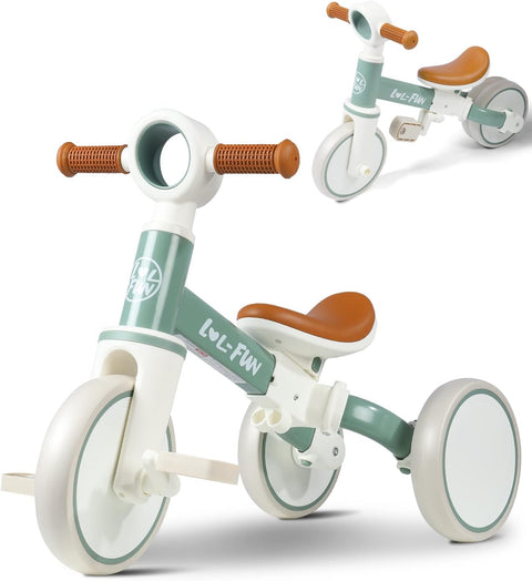LOL-FUN Baby Balance Bike for 1 2 Year Old Boys Girls Gift. 4 in 1 Kids Tricycle for Toddlers 1-3 with Easy Assembly Removable Pedal