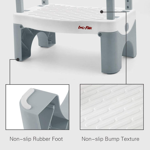 Potty Step Stool for Toddlers 2 Pack. Toddler Step Stool for Bathroom Sink. Kids Toilet Step Stool for Toddler Boys and Girls -Grey