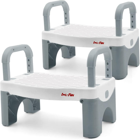 Potty Step Stool for Toddlers 2 Pack. Toddler Step Stool for Bathroom Sink. Kids Toilet Step Stool for Toddler Boys and Girls -Grey
