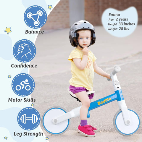 Baby Balance Bike for 1-3 Year Old Boys Girls, Toddler Balance Bike for 18 Month+ Adjustable Seat, No-Pedal Training Bike First Gifts for Kids-Blue