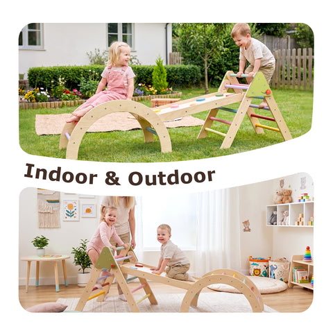 Pikler Triangle Gym Baby Climbing Toys 3 Piece, Foldable Climbing Toys for Toddlers 1-3 Inside, Montessori Toddler Climbing Toys Indoor Set