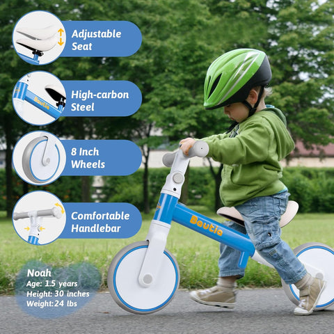 Baby Balance Bike for 1-3 Year Old Boys Girls, Toddler Balance Bike for 18 Month+ Adjustable Seat, No-Pedal Training Bike First Gifts for Kids-Blue